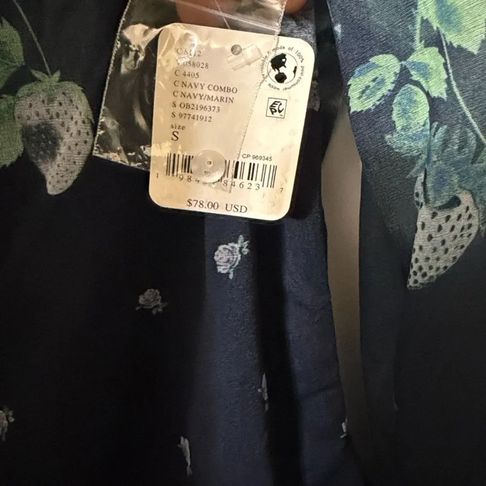 Free people Blue Floral Print Button Down Sheer/Mesh(Size Small)